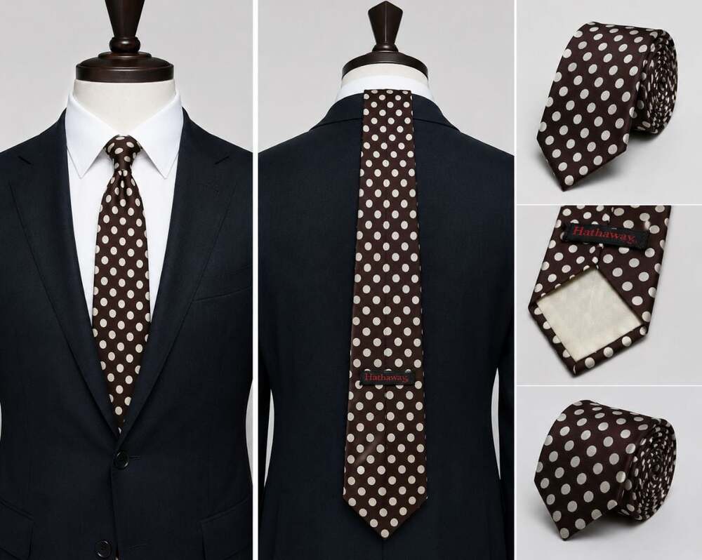 Hathaway Brown and White Polka Dot Necktie